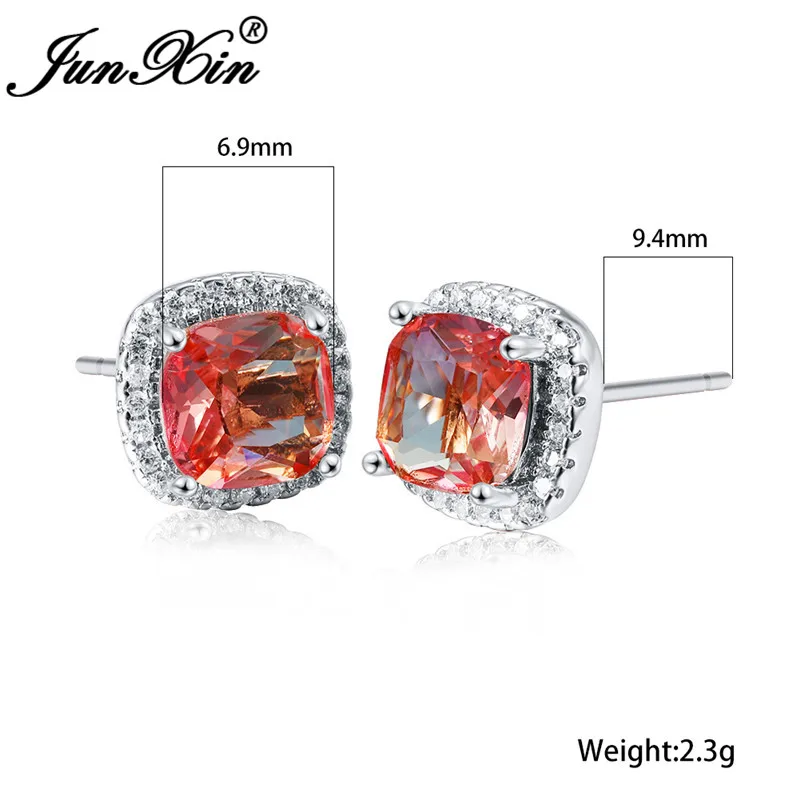 Для девочек милый розовый желтый Градиент Радуга кристаллические серьги из