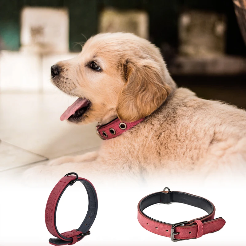 

Женское Ожерелье, искусственная кожа, регулируемая, подходит для средних и маленьких домашних животных, твердая винно-красная тренировочна...