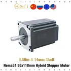 Электродвигатель шаговый Nema34, 86 мм, длина 118 нм, крутящий момент 14 мм, один или двойной вал, 4-проводной Гибридный 2-фазный двигатель для фрезерного станка с ЧПУ