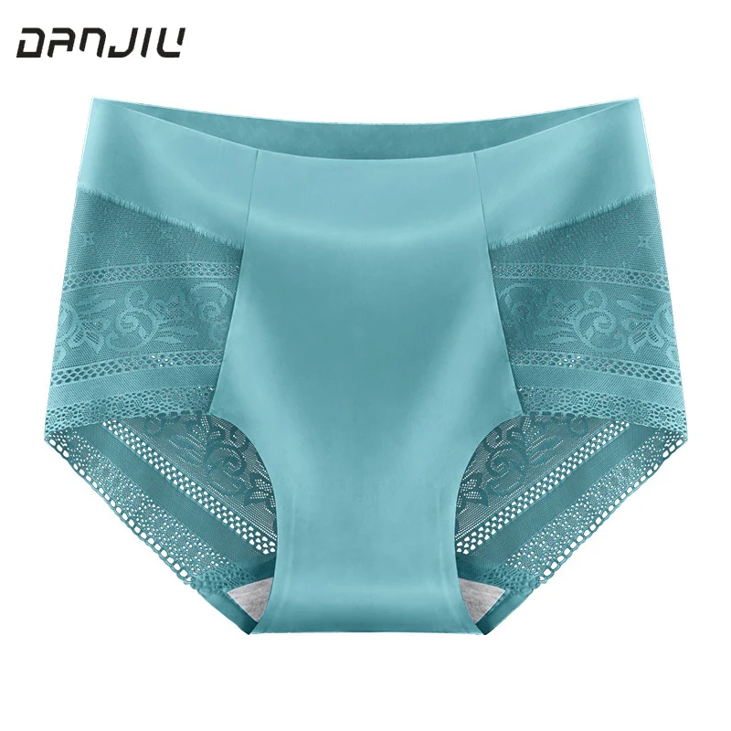 Women Summer Ice Silk Sexy Lace Hollow Transparent Breathable Panties Middle Waist High Elasticity Thin Soft Underwear Breifs