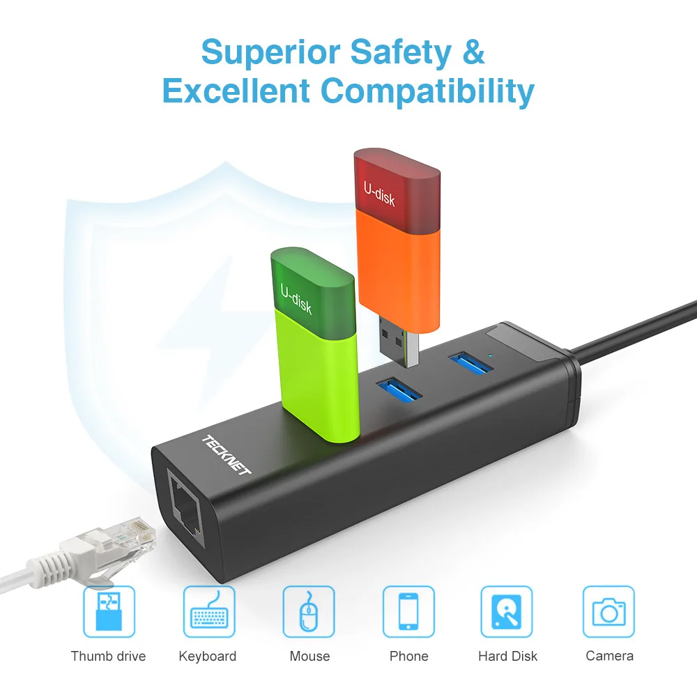 Проводная сетевая карта TeckNet с USB 3 0 на 10/100/1000 гигабитный Ethernet LAN RJ45 портами