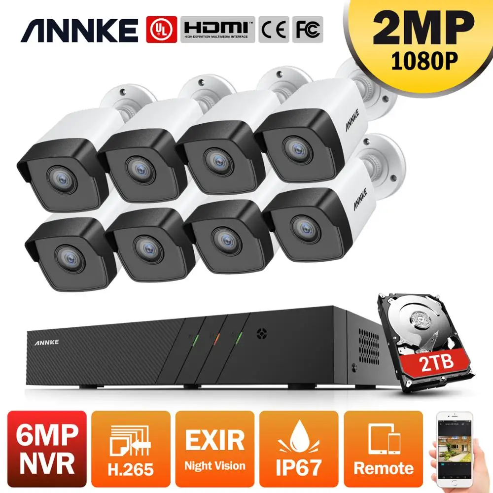 

Система видеонаблюдения ANNKE, 8 каналов, 6 МП, NVR, POE