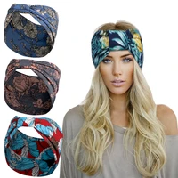 fashion bohemia print wide headband elastic hair bands soft bandana turban for women girls vintage headwrap hair accessories