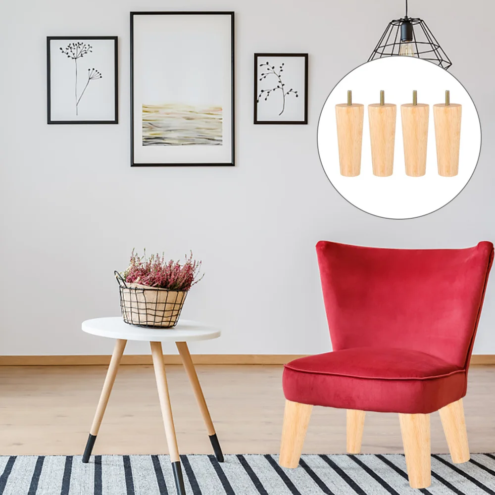 

4pcs Wood Furniture Table Legs Sturdy Tapered Wooden Furniture Legs