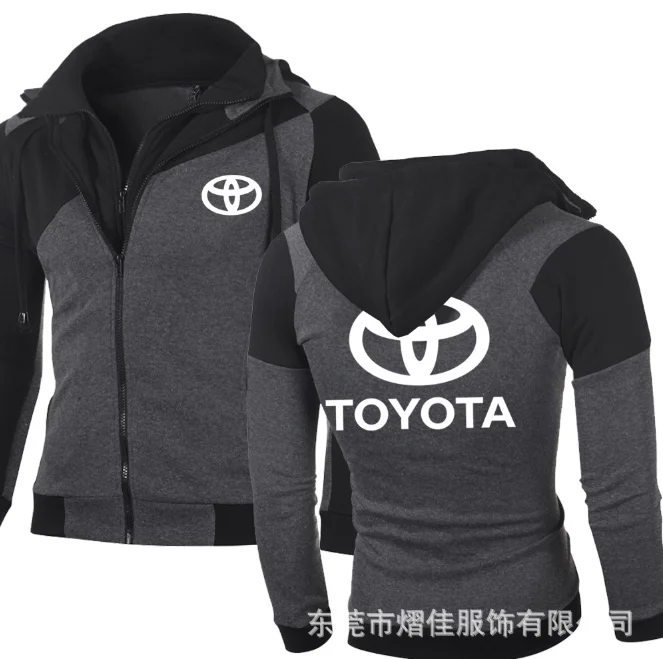 

2021 Blue Toyota Series Sweatshirts DoubleZipper Jacket Pocket Zipper Hoodie Men Cotton Jacket Coat S-3XL