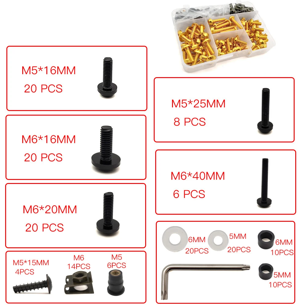 Универсальный Комплект болтов обтекателя кузова мотоцикла крепежные винты
