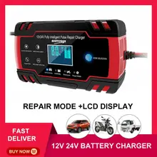 12V-24V Full Automatic Car Battery Charger Power Pulse Repair Chargers Wet Dry Lead Acid Battery-chargers Digital LCD Display 8A