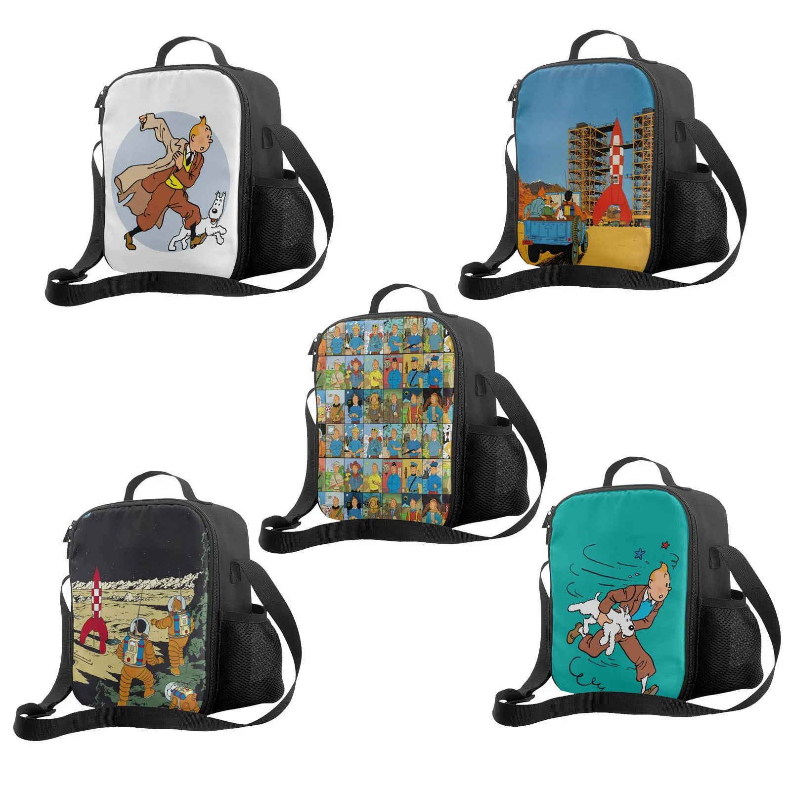 

Сумка-тоут для ланча «The Adventure Of Tintin», Термоизолированный Ланч-бокс с регулируемым плечевым ремнем