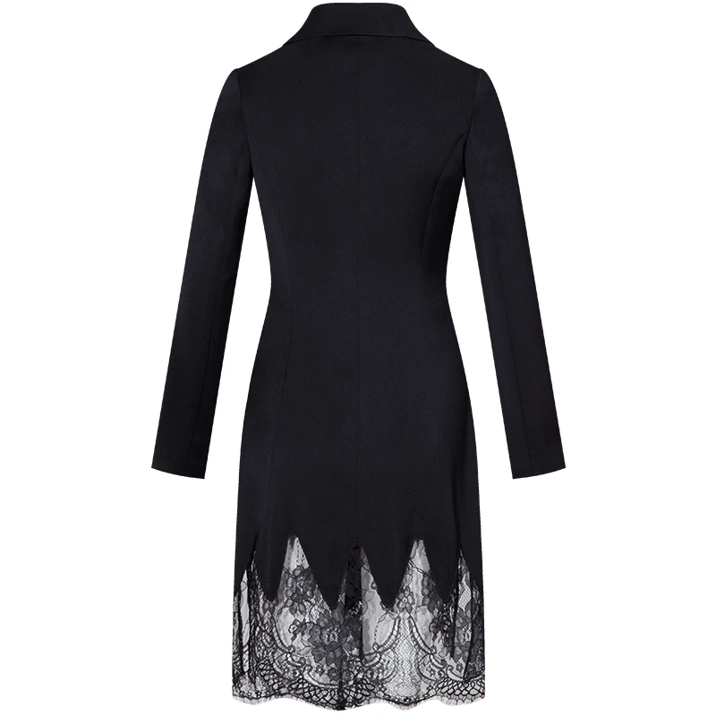 YIGELILA Новое поступление черное платье с отложным воротником однотонное