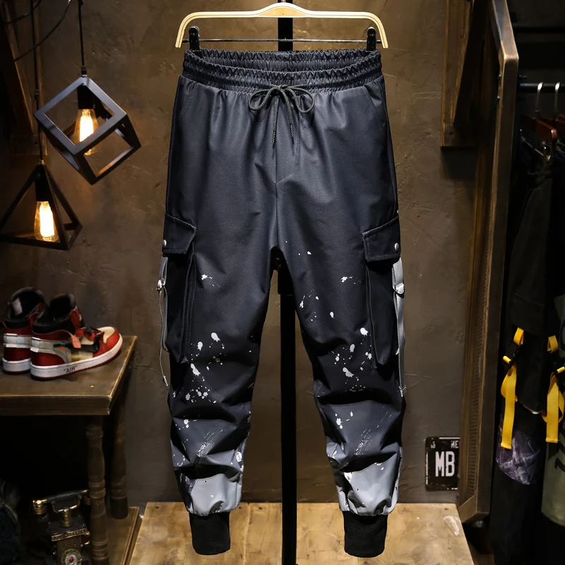 Зимние мужские штаны брюки карго спортивные свободные забавные уличная мода