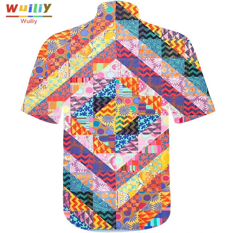 

Graphic Folk-Custom Button Down Shirts For Men Novelty Beach 3D Pattern Summer Hawaiian Tops Fashion Shirt