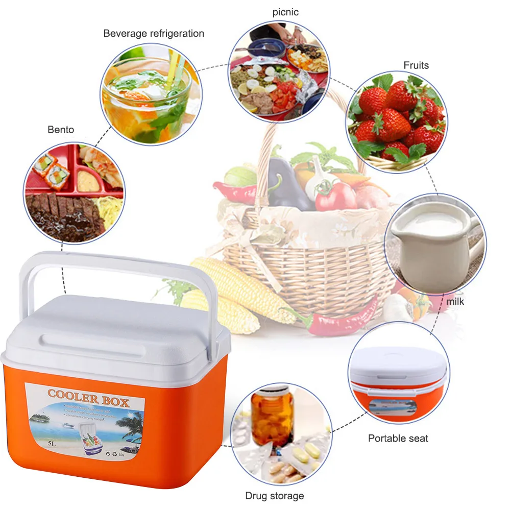 

5L Outdoor Incubator Portable Food Storage Box Refrigerator Picnic Freezer Heat Preservation Icebox Mini Fridge for Camping