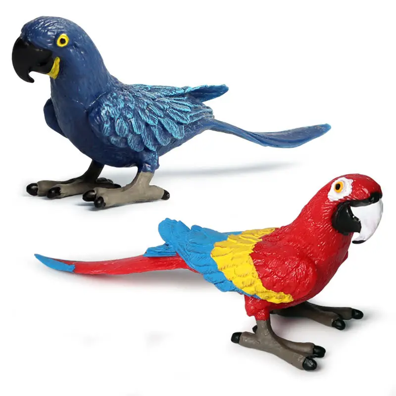 

2 Kinds Macaw Animal Figure Collectible Toys Birds Animal Cognition Action Figures Kids Plastic Cement Toys