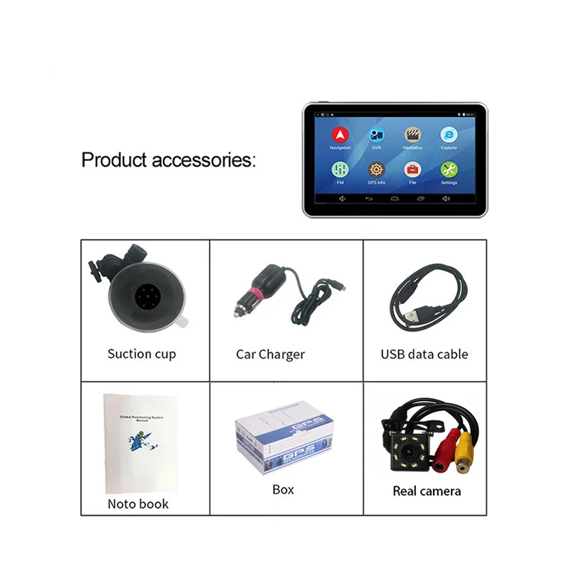 with rear camera Anfilite 7 дюймов Android wifi Автомобильный видеорегистратор с gps Навигатором две камеры 1080P регистратор грузового автомобиля монитор парковки Европа Россия Карта - Название цвета: with rear camera