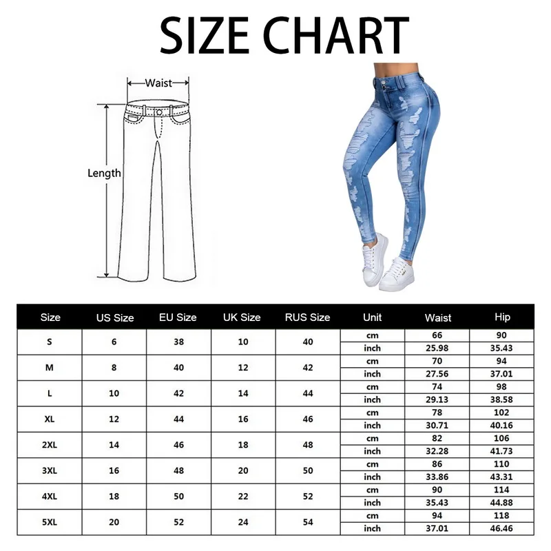 

New Women's Jeans 5XL Stretch Ripped Skinny Black Denim Jean Sexy Mom Female Large Size Woman Elastic Office Fashion Trendy