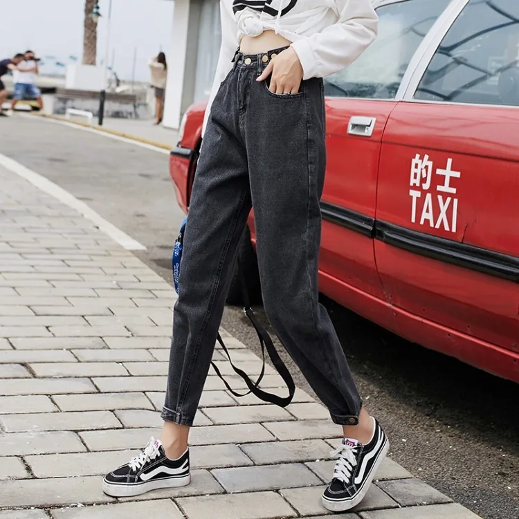 2019 ковбойские брюки женские легкие с высокой талией осенние джинсовые свободные