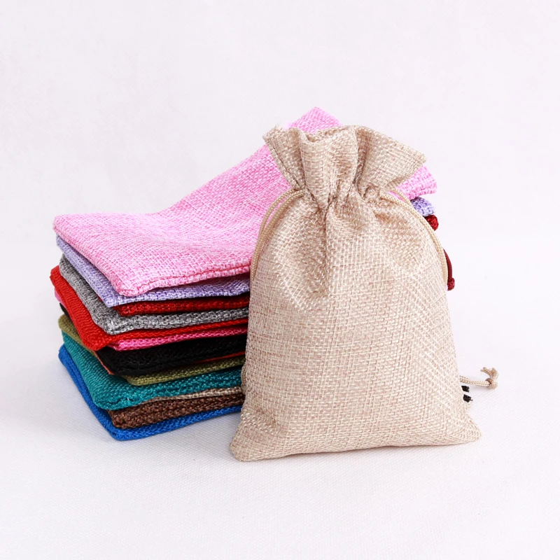 7*9 см льняные джутовые подарочные мешочки на шнурке вечерние упаковочный мешочек