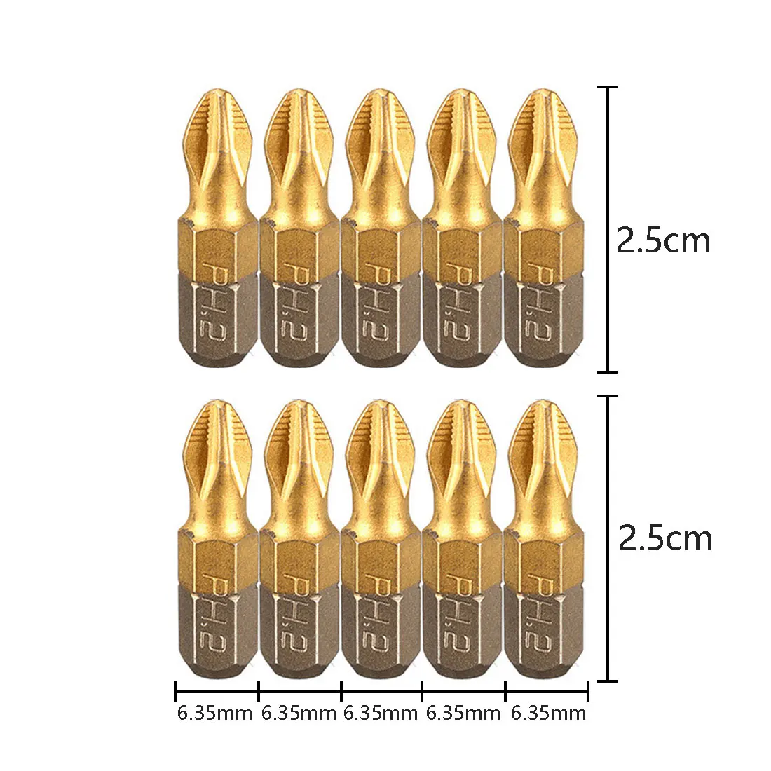 

Отвертка PH2 с титановым покрытием и быстроразъемным держателем, 10 шт., 25 мм, 1/4 дюйма