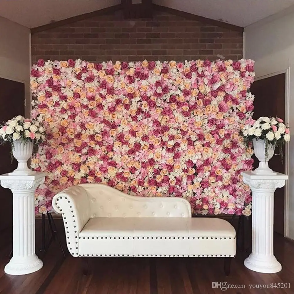 

Free Shipping Hot Sale Cheap Christams /Festive/Party/ Wedding Stage Artificial Befutiful Silk Flower Wall Backdrop Decorative