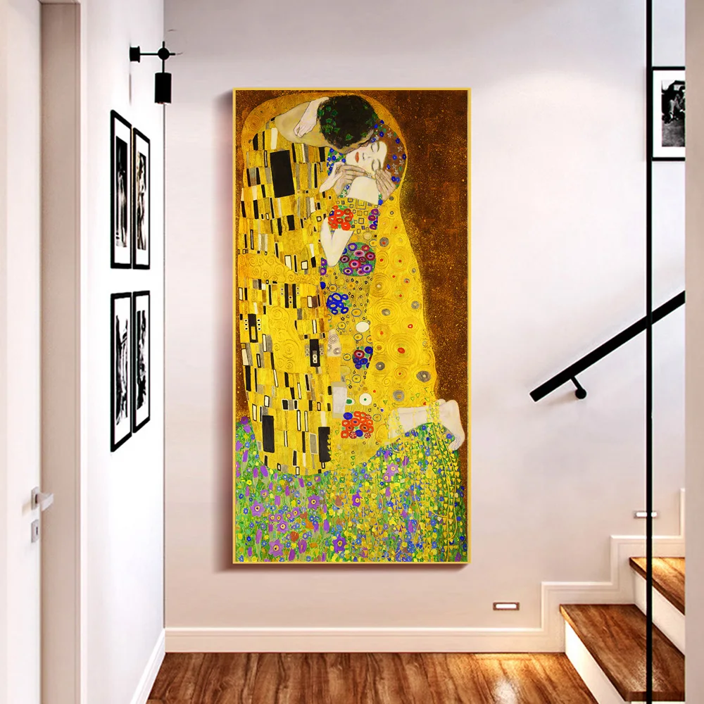 

The Kiss By Gustav Klimt Oil Paintings Print On Canvas Art Posters And Prints Famous Art Canvas Pictures For Living Room Cuadros