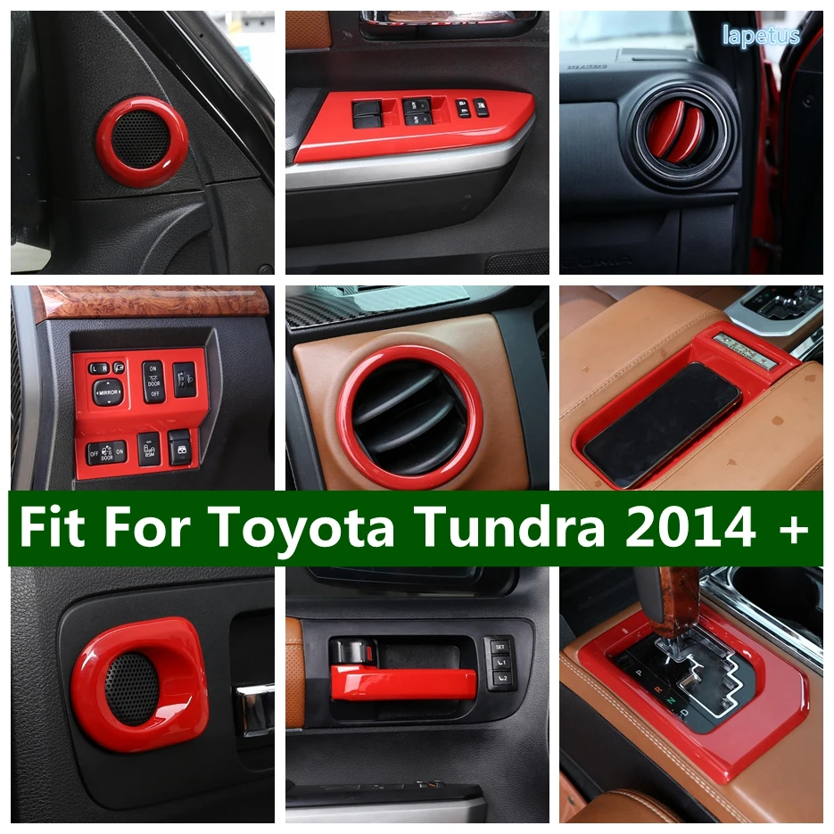 

Pillar A & Rear Door Loudspeaker Horn / Armrest Box / Dashboard AC Vent Cover Trim Red For Toyota Tundra 2014 - 2021 Interior