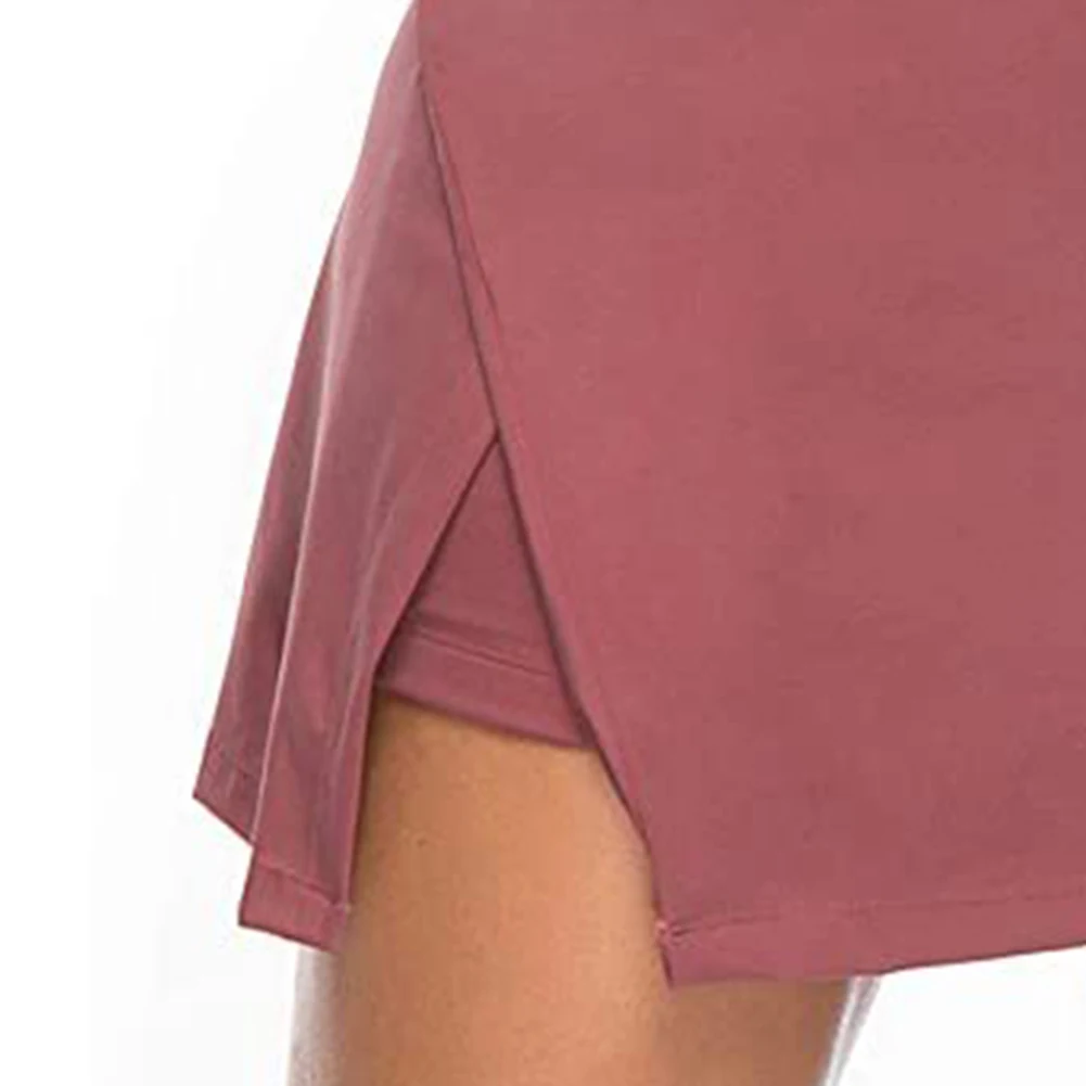 Summer Running Shorts Women Irregular Slitting Hem Fake Two Piece Elastic Gym Sports Mini Skirt female | Женская одежда