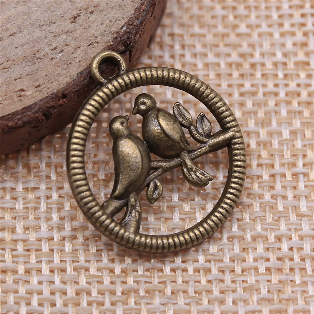

free shipping 30pcs 23x20mm antique bronze Pair bird charms diy retro jewelry fit Earring keychain hair card pendant accessories
