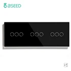 Сенсорный выключатель Bseed европейского стандарта, емкостный стеклянный переключатель с 9 клавишами, двухсторонний, черный, белый, золотой, с подсветкой