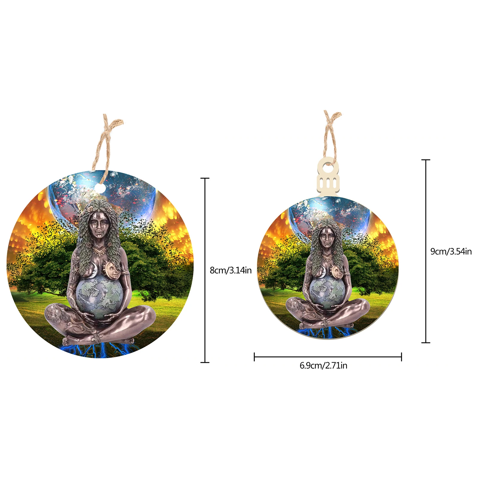

Wooden DIY Handmade Toy Pendant Gaia Statue Pendant Car Garden Decor Figurine Mother Earth Goddess Statue
