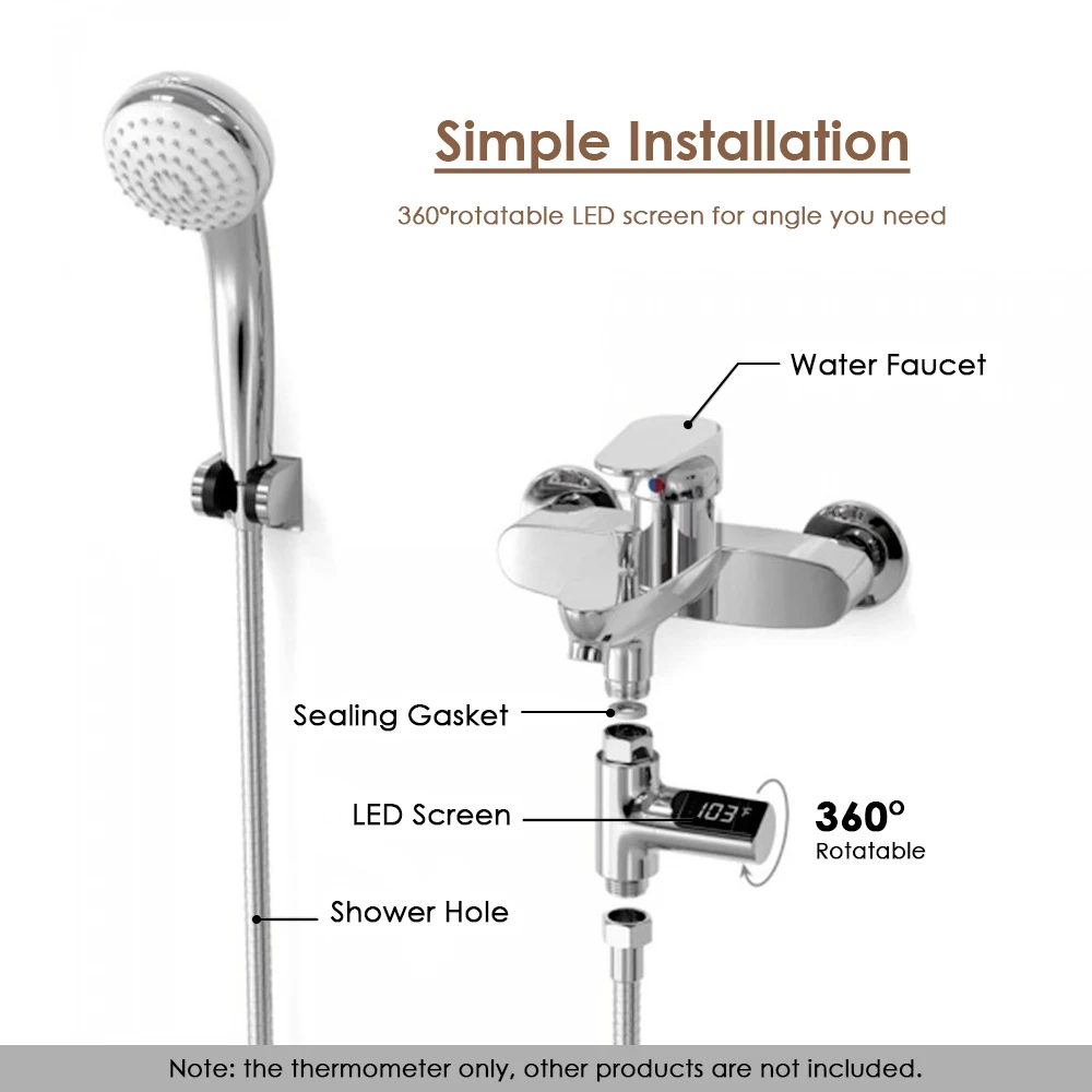 Цифровой термометр для душа светодиодный с углом поворота 360 ° | Дом и сад