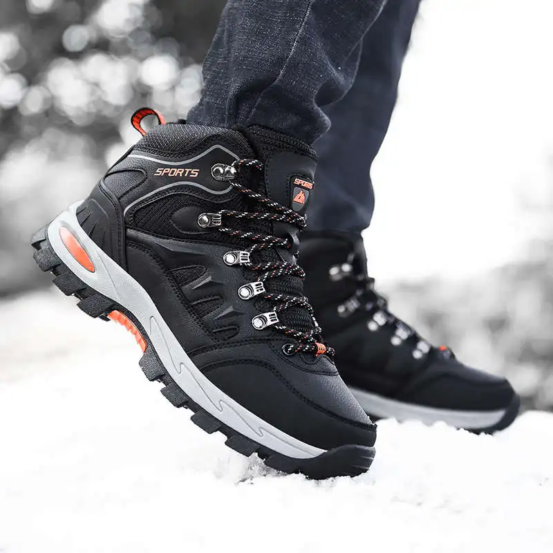 

High-Top Sports for Men Women Work Trainers Waterproof Men's Sneakers Leather Sport Shoes Male Outdoor Running Shoes Men New 83D