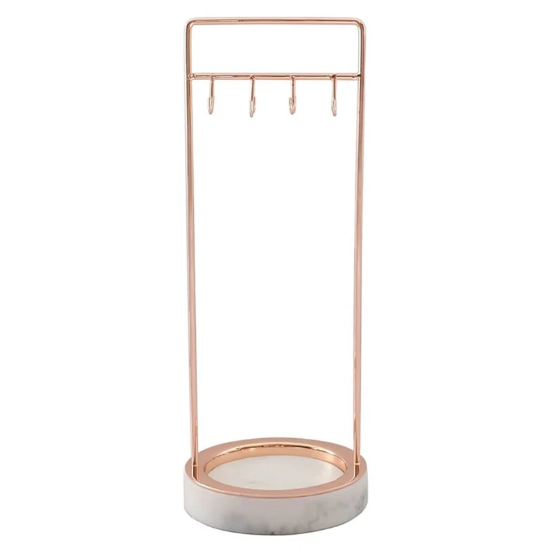 

8 крючков золотые ювелирные изделия вешалка с мраморной отделкой база Ins ожерелье, кольцо, серьги, полка для хранения украшений