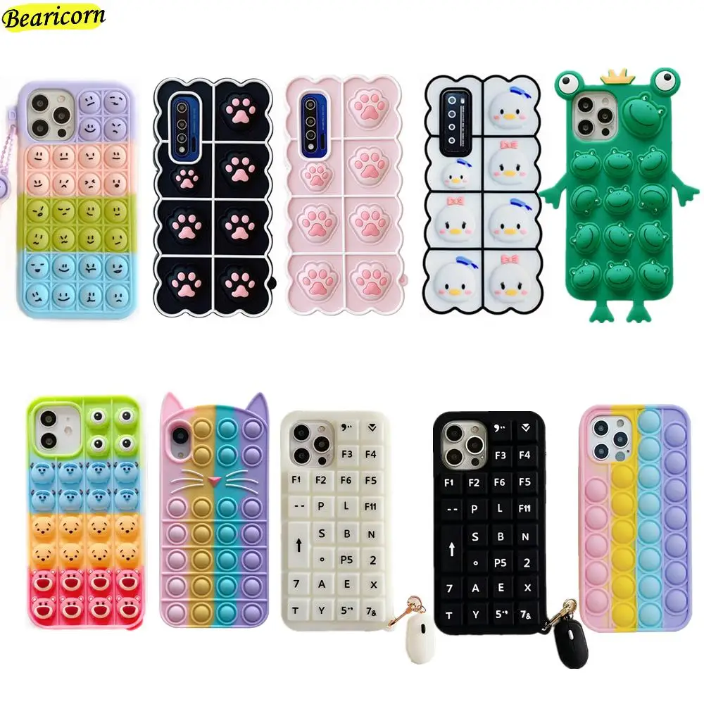 

Pop Fidget Toys Bubble Case For Xiaomi Redmi 7 8 8A 9A 9AT 9i Sport 9C 9T 9 Prime S2 K20 K30 K30i K30s K40 Pro Ultra Soft Cover