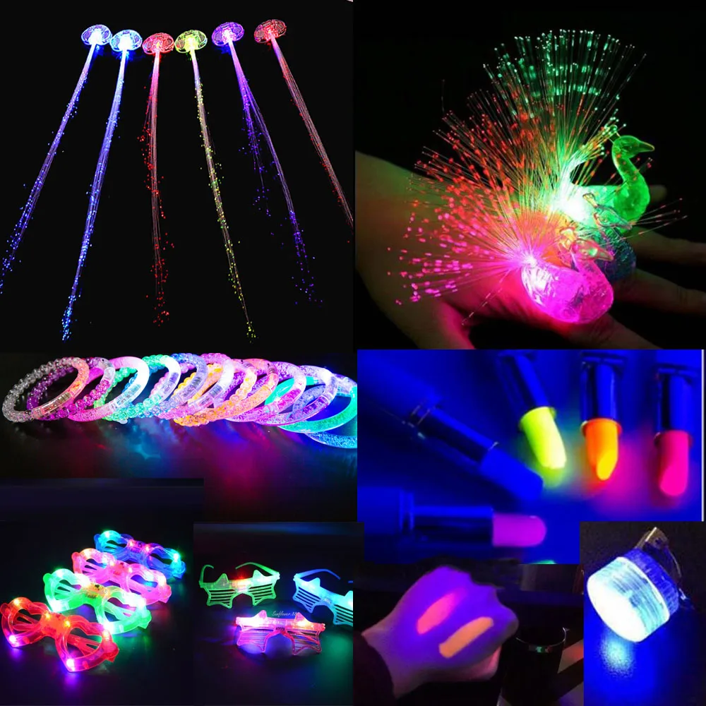 

1pcs LED Light Toys Pigtail Braid Lipstick Blinds Glasses Bracelet Glow Rave Party Cosplay Wedding Luminous Costumes Festival