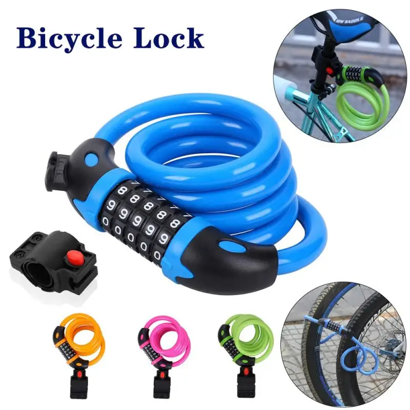 

New Anti-theft Bicycle Lock Five-bit Code Cycling Secure Combination Lock MTB Electric Bike Bar Wire Chain Ring Lock Accessories