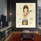 Citon Yoshitomo Nara  гитара девушка  картина маслом на холсте художественный постер Картина Современный Настенный декор домашнее украшение для гостиной