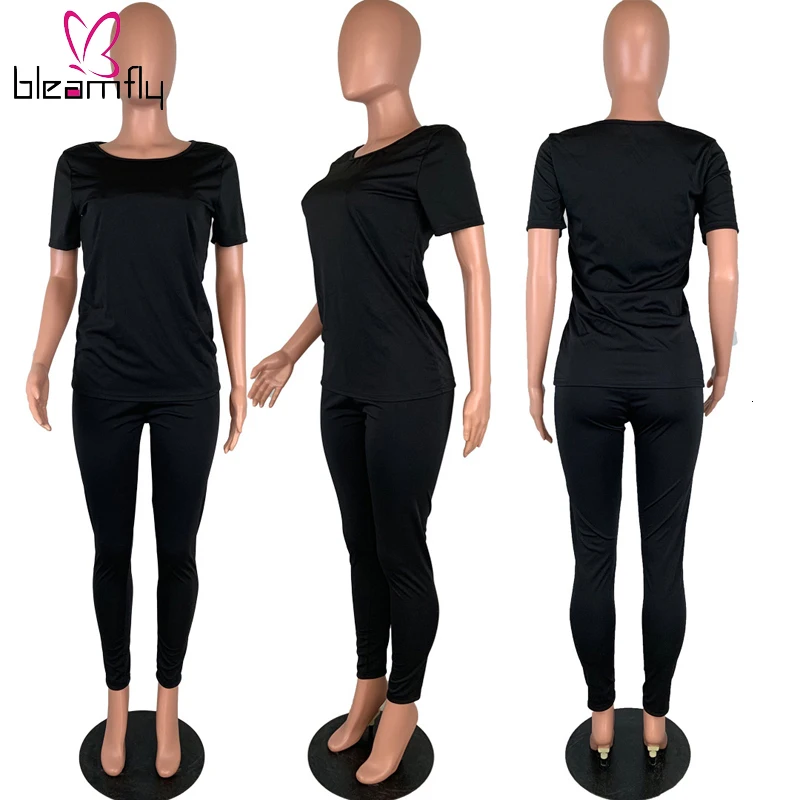 2019 осенне зимний женский комплект топ с круглым вырезом брюки карандаш костюм из