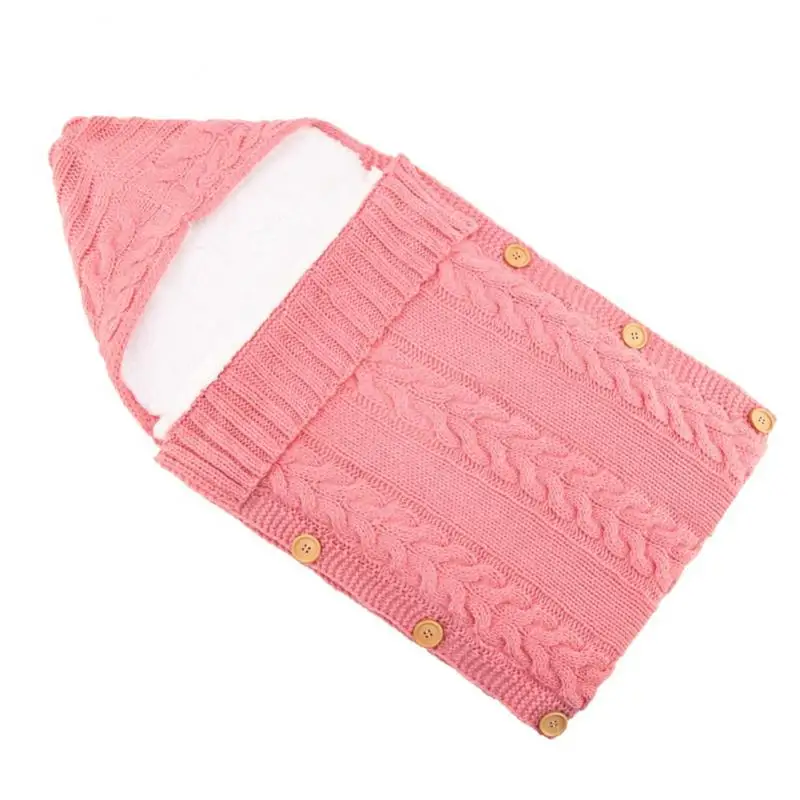 

Newborn Sleeping Bag Infant Baby Blanket Swaddle Knitted Crochet Winter Warm Swaddle Wrap Cobertor Infant Button Stroller Quilts