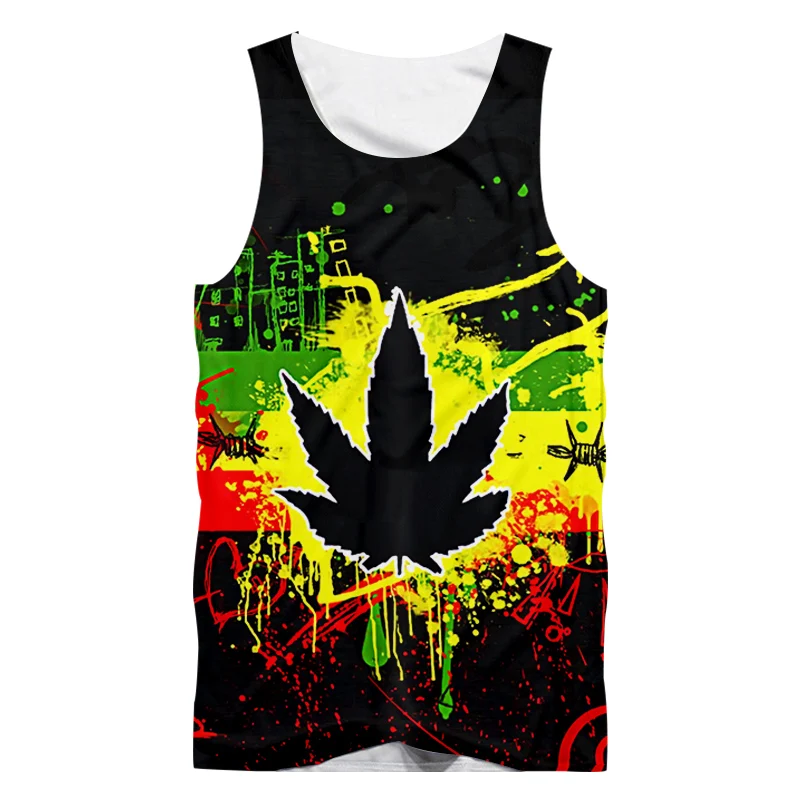 

Fashion Men's Summer Style 3d Grass Leaf Tank Top Printed Cool Top Bodybuilding Oversized Custom Vest Sleeveless Shirt Wholesale