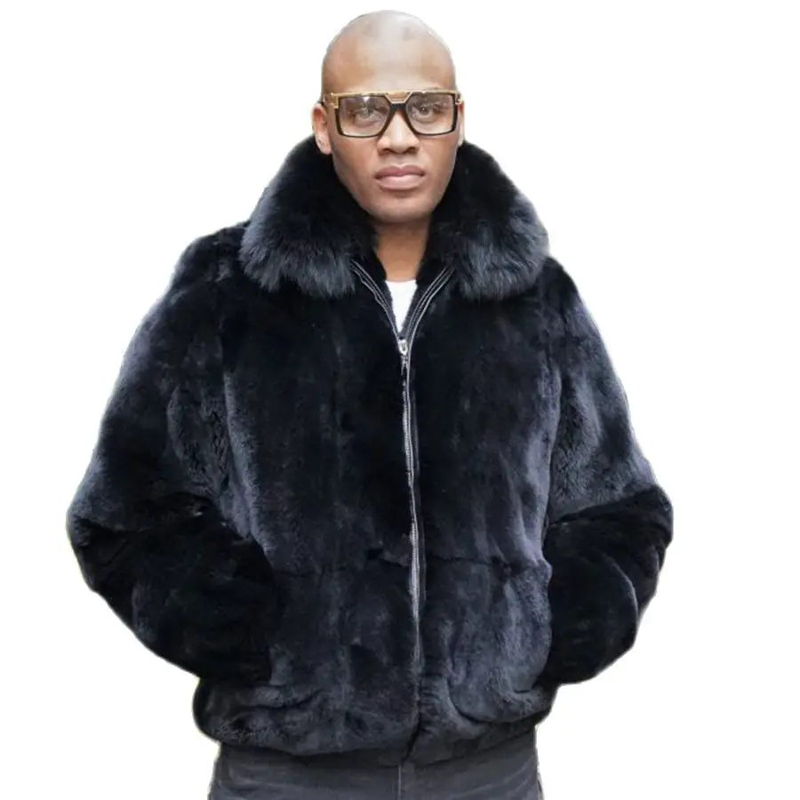 Шуба мужская из лисьего меха теплая зимняя куртка натурального плотная верхняя