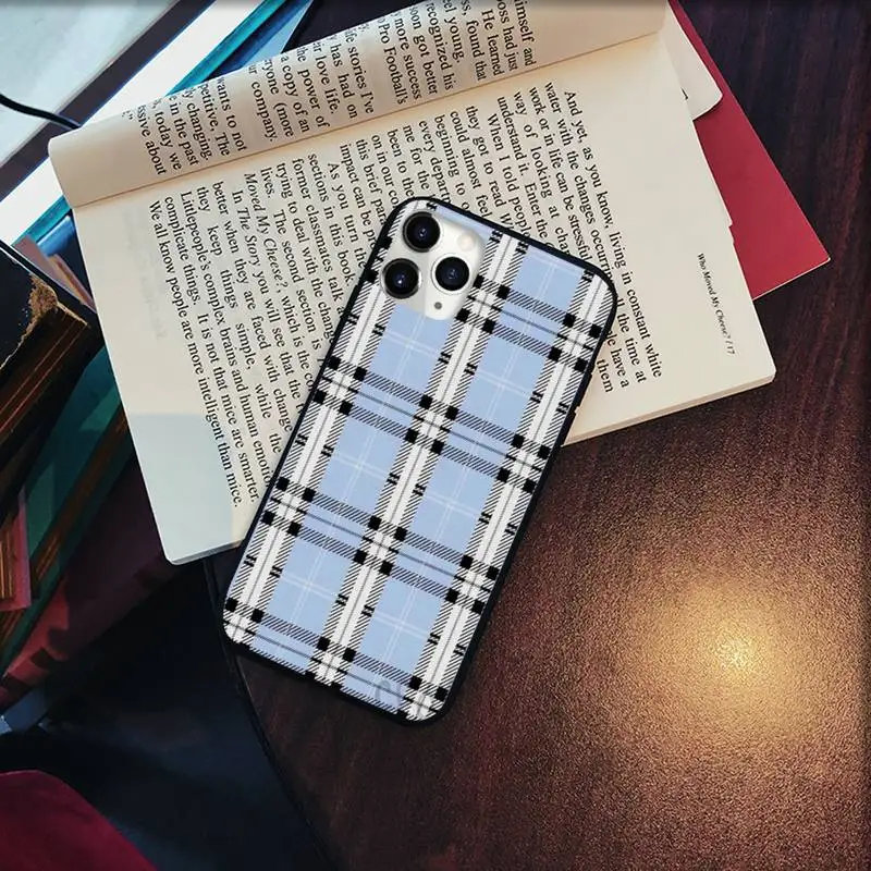 

Fashion Brand Blue Lavender Plaid Phone Cases for iPhone 11 12 pro XS MAX 8 7 6 6S Plus X 5S SE 2020 XR Soft silicone