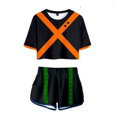Anime My Hero Academia Cosplay Two-piece Female Sexy Shorts and T-shirt Sportswear Girl Halloween Costumes for Girls Women |