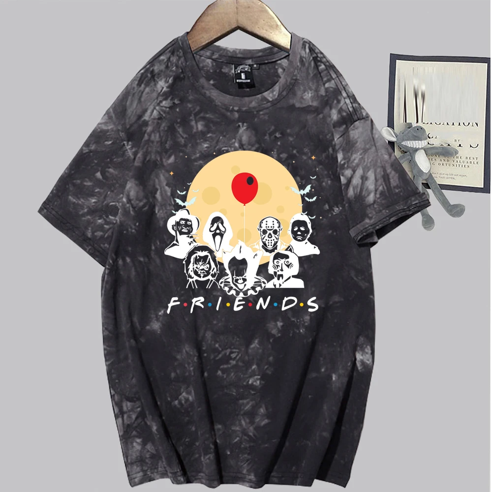 

Horror Friends Halloween T-Shirt Tie Dye Women Men T-shirt Friend Tv Show Horror Character Oversized T Shirt Graphic T Shirts