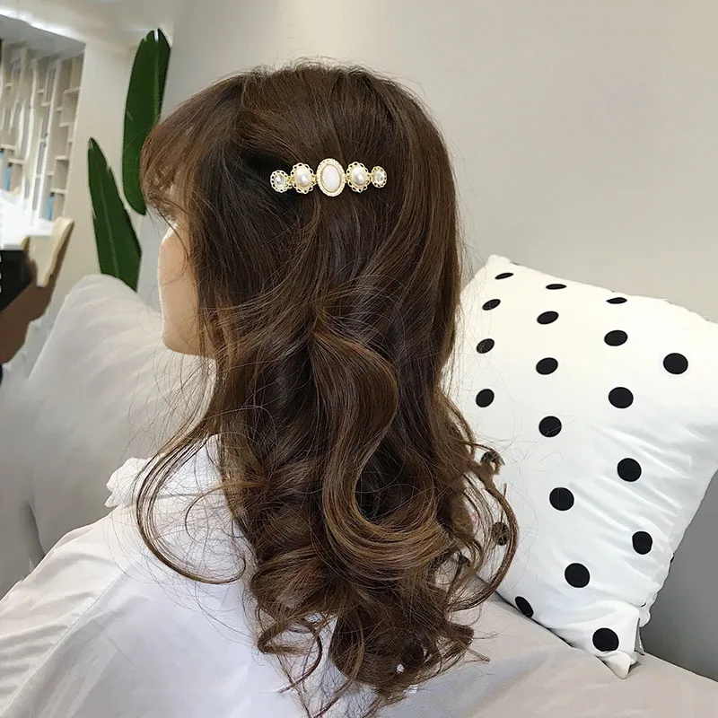 Корейский жемчужный волосоклёп для женщин и девочек кристальные заколки для волос, ободок-заколка для волос, головной убор, аксессуары для украшения и стайлинга.