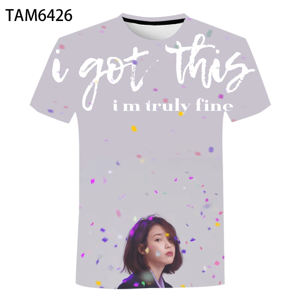 

Korean Female Singer IU 3D Figure Digital Printing Summer New Men's Women's Short Sleeve T-shirt Youth Harajuku Fashion Top Tees