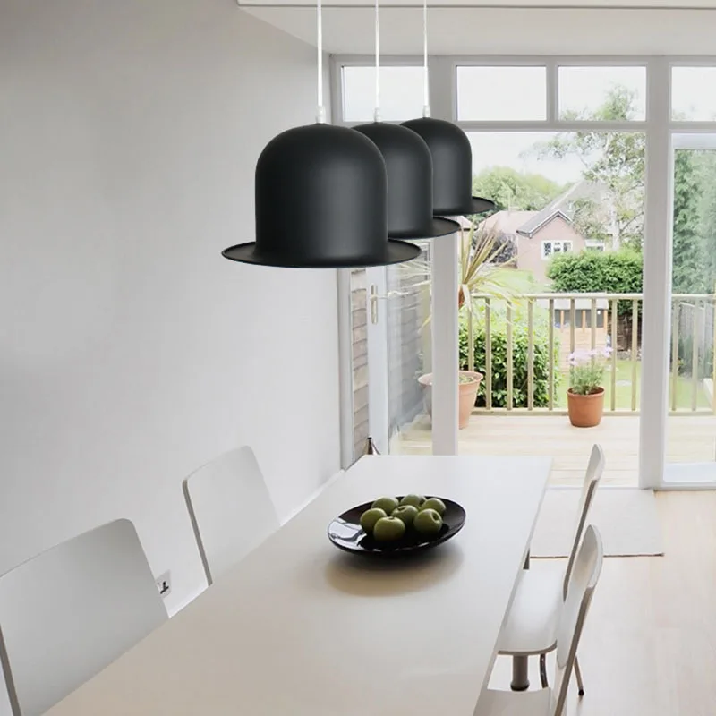 

Jazz Top Hat Retro Pendant Lamp Aluminum Pendant Lamp LED E27 Outside Black Inside Golden Bar Counter Bedroom Cafe Lamp
