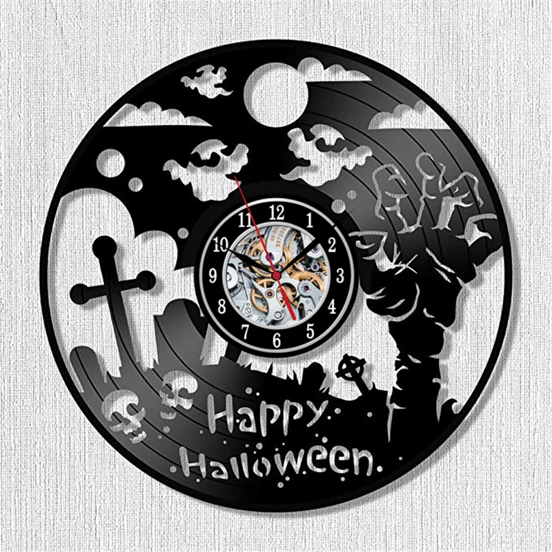 Хэллоуин украшение Череп Призрак Дизайн Виниловая запись настенные часы