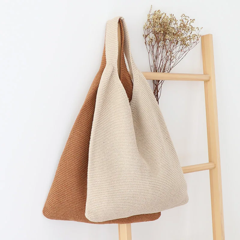 

Шерстяная тканая сумка в стиле ретро, новая зимняя Портативная сумка для покупок, маленькая, чистая и свежая вязаная сумка на одно плечо