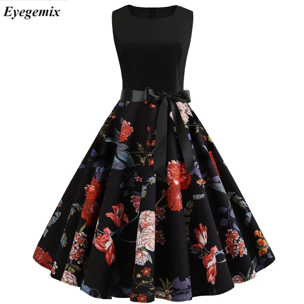 2021 в красный горошек платье для женщин без рукавов большие качели 50 х 60 рокабилли