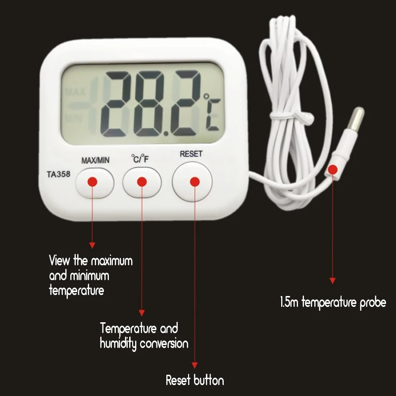2020 Refrigerator Aquarium Kitchen Electronic LCD Max-Min Thermometer Digital Thermo Temperature Meter with Probe Sensor Cable |